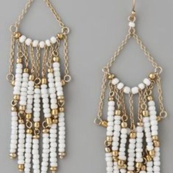 Neiman Marcus Lee Angel Seed Bead Trapeze Drop Earrings NWT 145 White - Picture 1 of 1